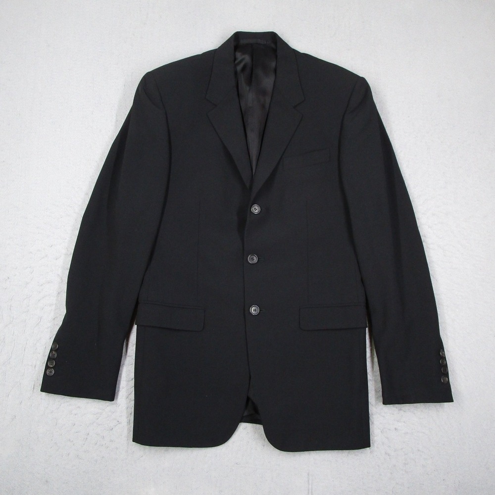 Prada Milano Suit Mens 48 R IT Black Virgin Wool Mohair 3 Button